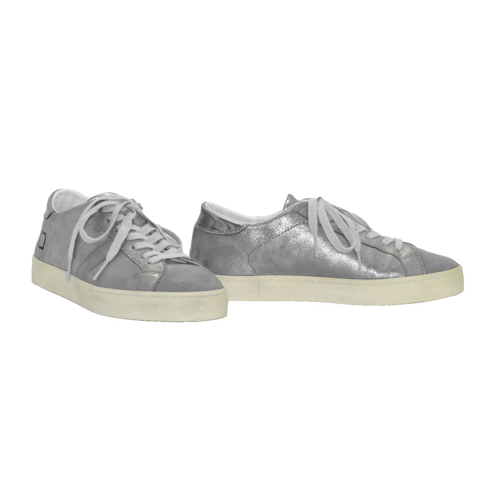 A6 Auth D.A.T.E. Stardust Silver Nubuck Leather Low Top Sneakers Size 6.5 EU 37